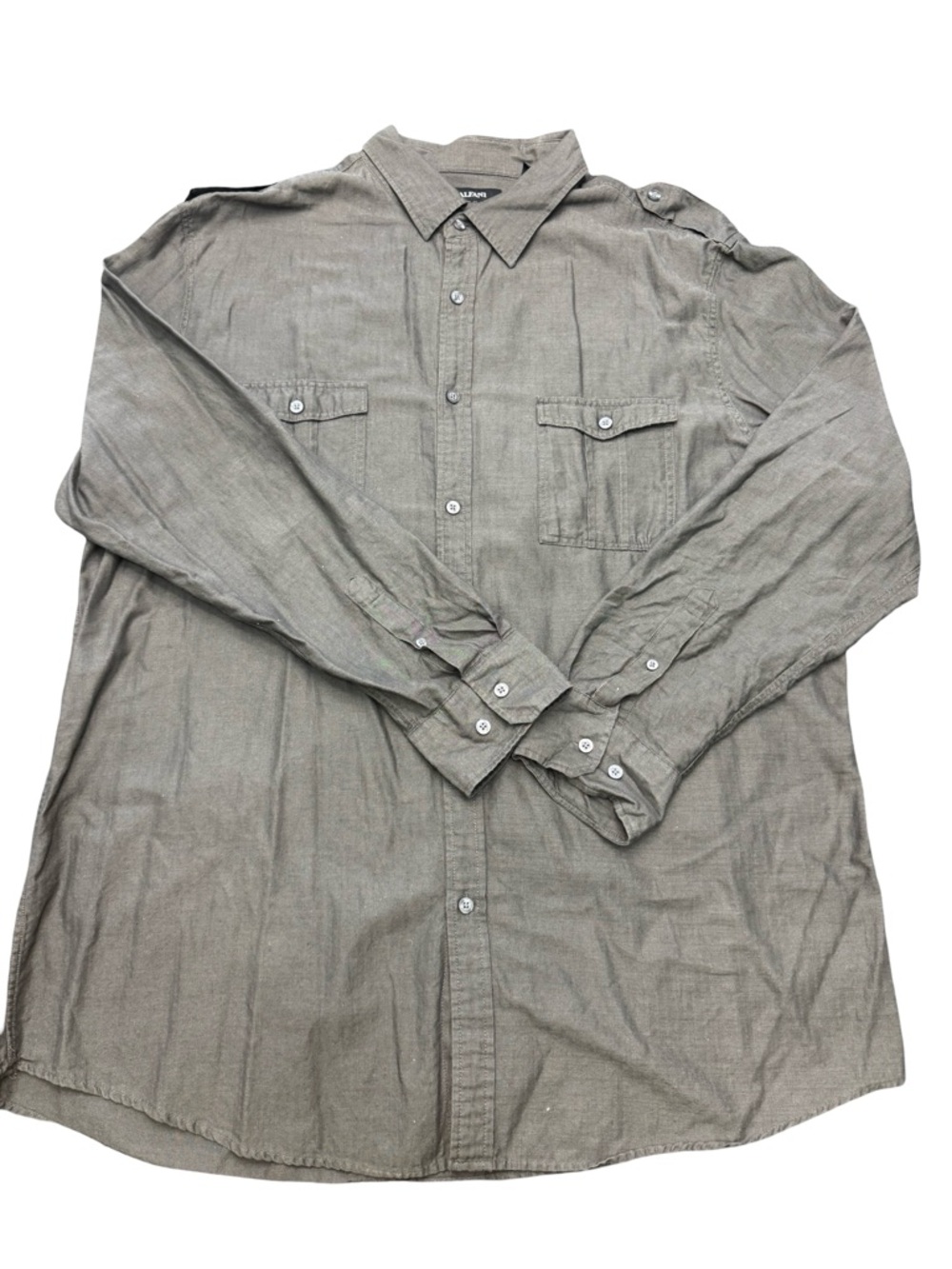Alfani Mens XXL Dark Gray Long Sleeve Button Down Shirt Classic Fit EUC